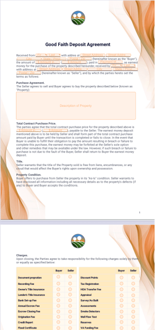 Good Faith Deposit Agreement PDF Template