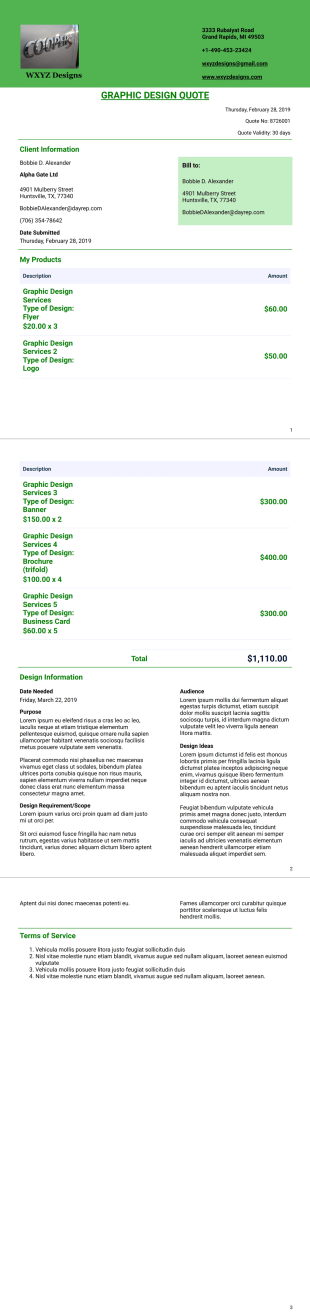 Graphic Design Quote Template - PDF Templates