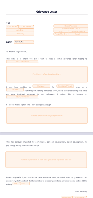 Grievance Letter PDF Template