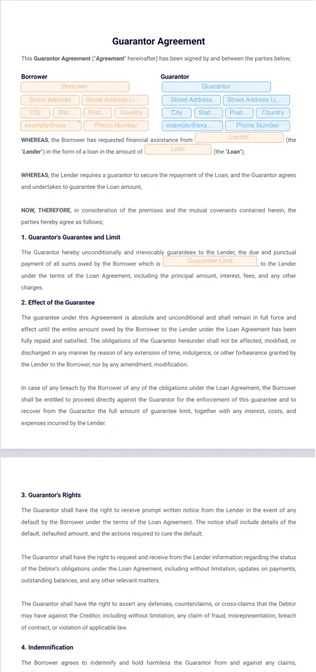 Guarantor Form.pdf Guarantor Agreement PDF Template | Jotform