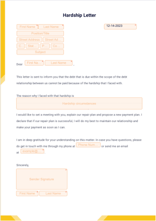 Hardship Letter PDF Template