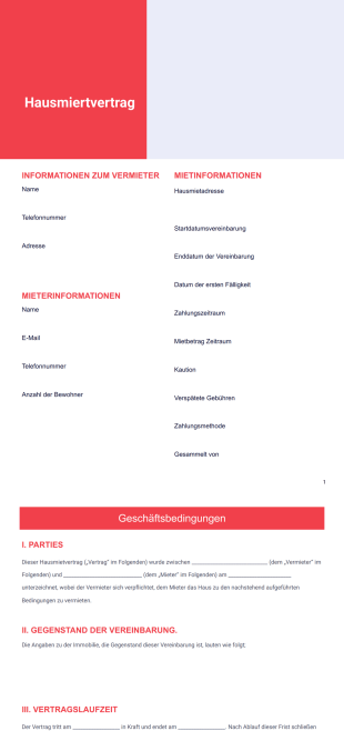 Hausmievertag PDF-Vorlage