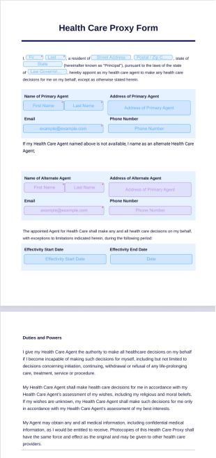 Health Care Proxy Form - Sign Templates