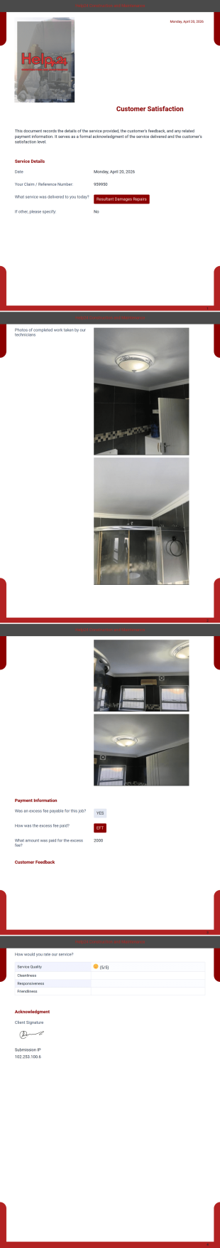 Help24 Construction and Maintenance Client Form PDF Template