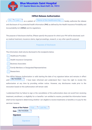 HIPAA Release Form Template - Sign Templates