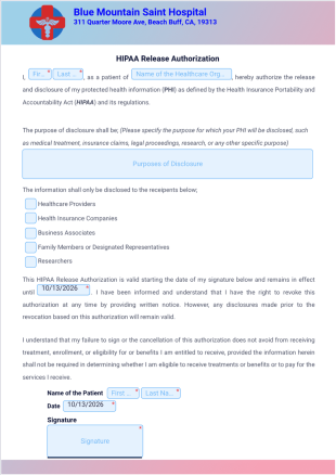 HIPAA Release Form Template - Sign Templates