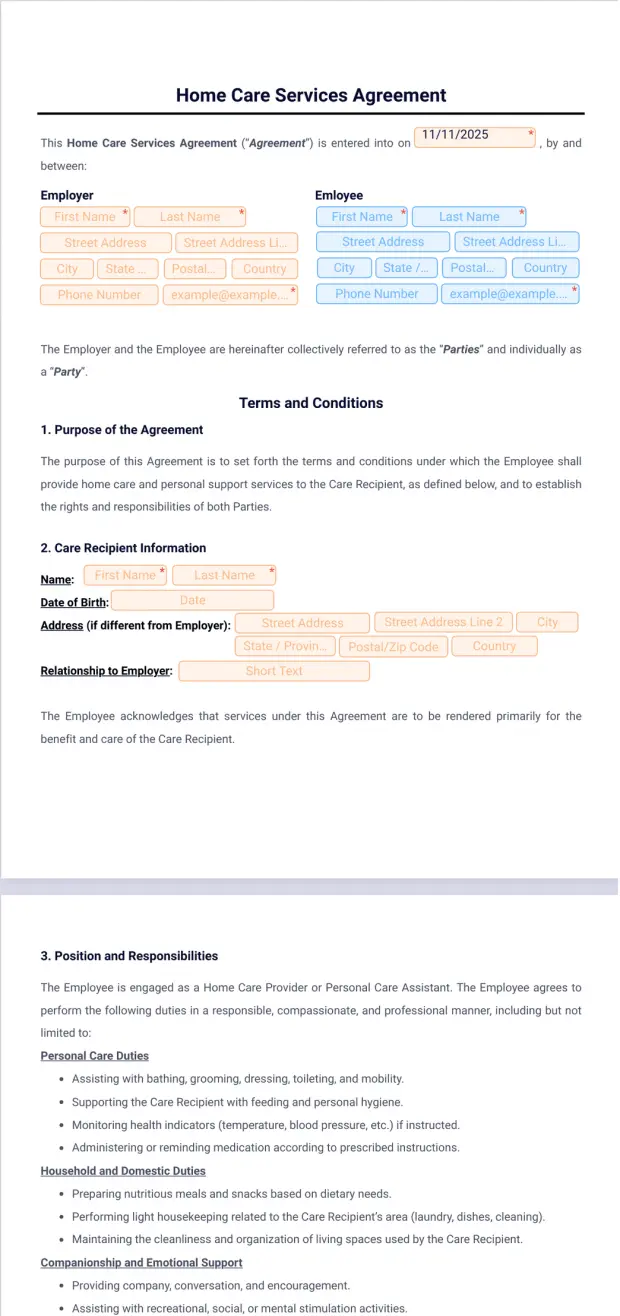 Home Care Services Agreement