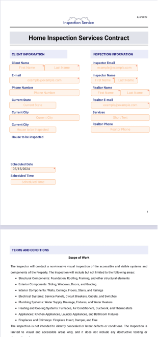 Home Inspection Services Contract Template - PDF Templates