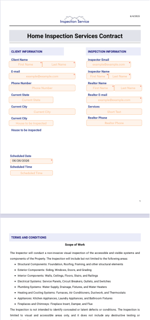 Home Inspection Services Contract Template - Sign Templates