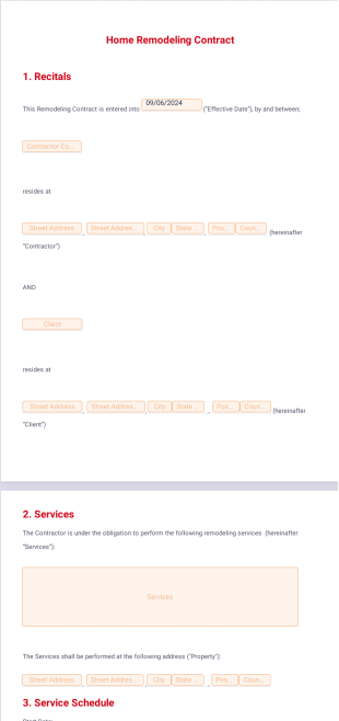 Home Remodeling Contract Template - PDF Templates