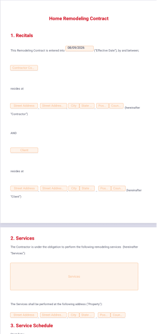 Home Remodeling Contract Template - PDF Templates