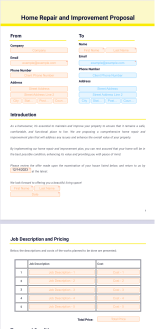 Home Repair and Improvement Proposal Template - PDF Templates