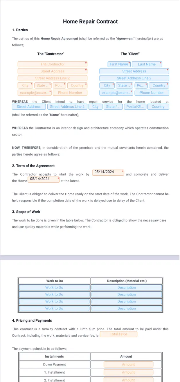 Home Repair Contract