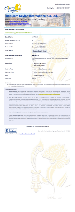 Hotel Booking Voucher - PDF Templates