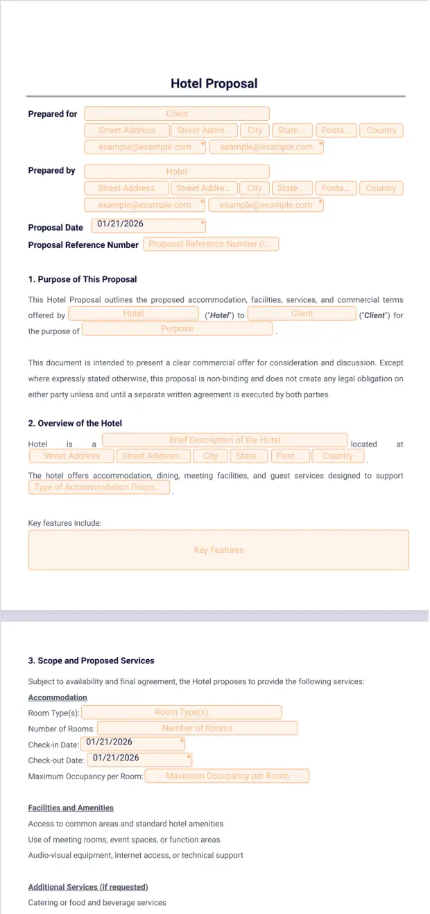 Hotel Rfp Example Hotel Proposal Template - PDF Templates | Jotform