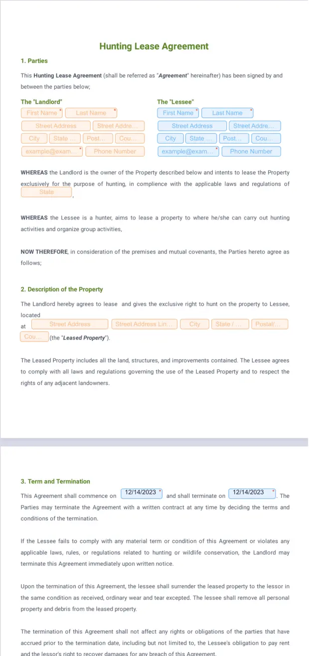 Hunting Lease Agreement