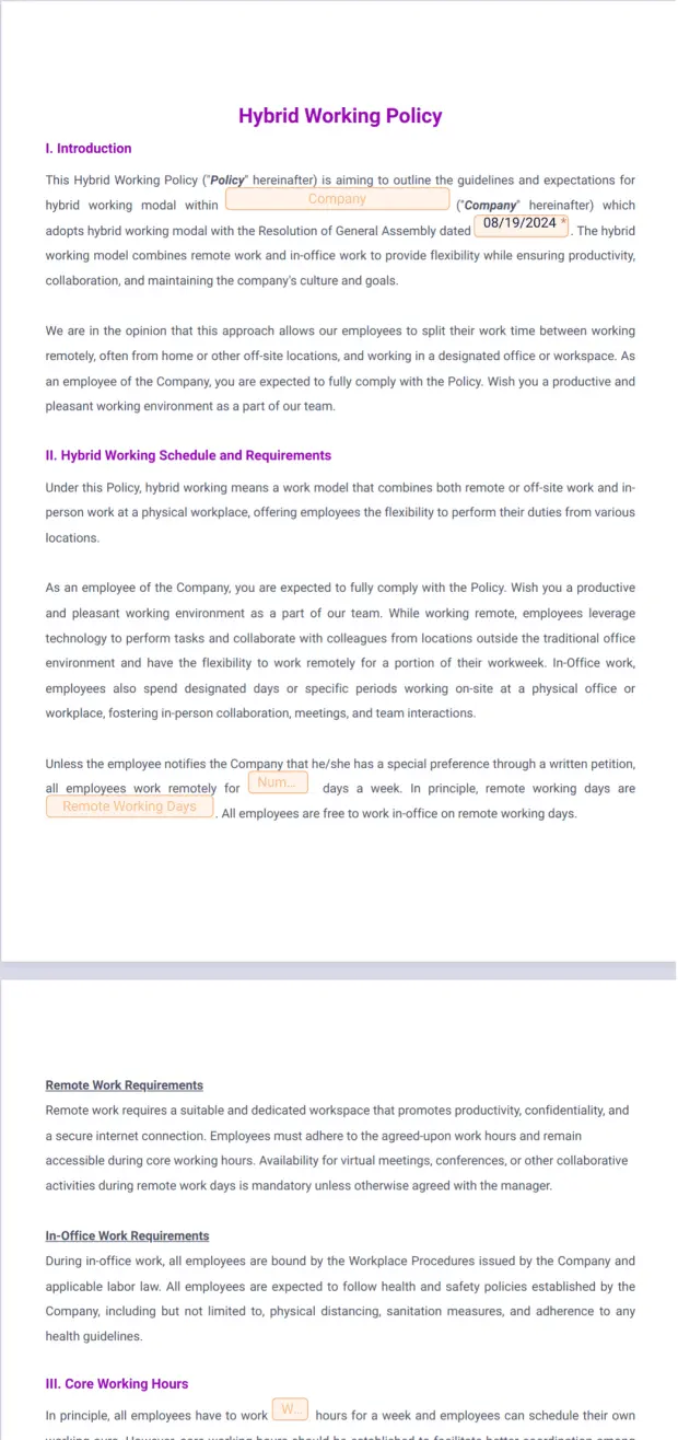 Hybrid Working Policy Template PDF Templates Jotform