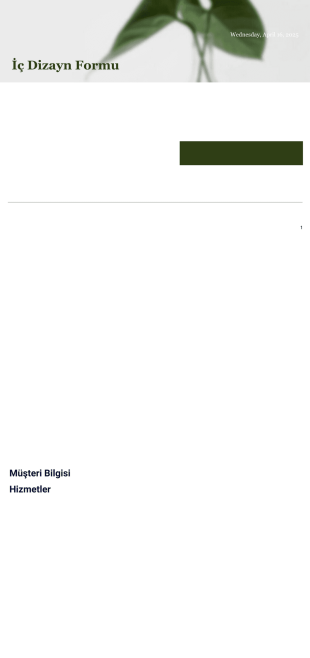 İç Dizayn Fiyat Teklfi Örneği PDF Şablonu