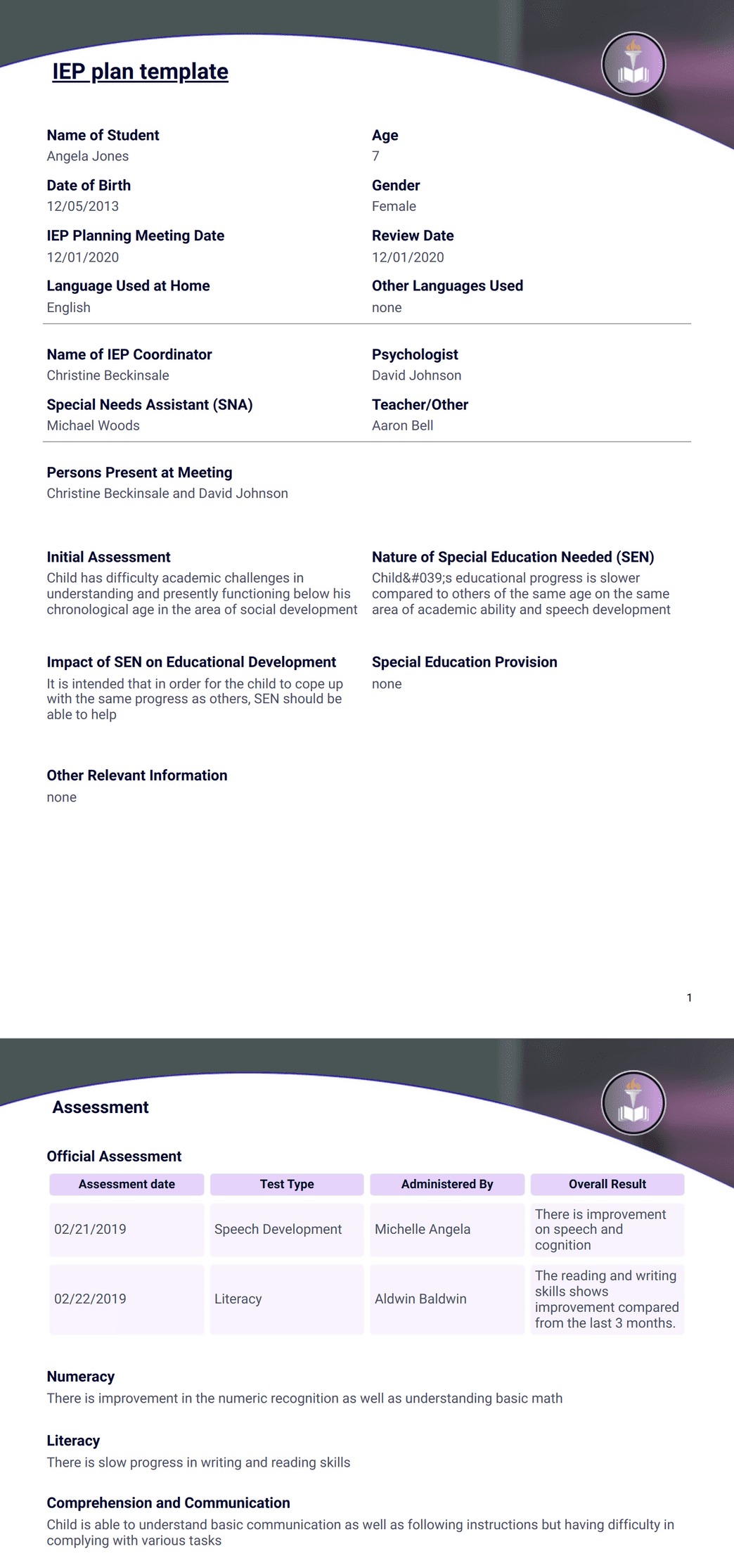 Iep Program Form Template.pdf IEP Plan Template - PDF Templates | Jotform
