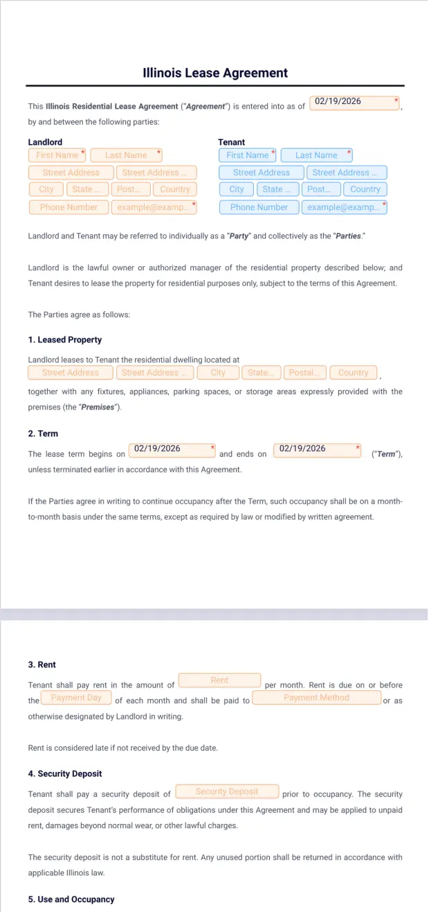 Illinois Lease Agreement Template