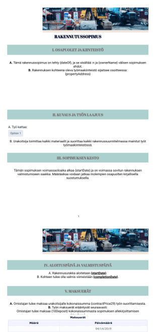 Ilmainen Rakennutussopimus-pohja - PDF Templates