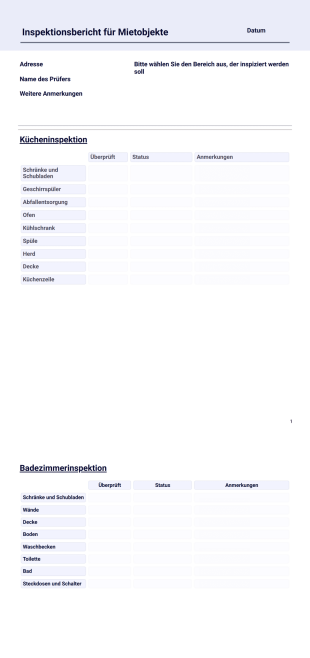 Immobilien Inspektionsbericht - PDF Templates