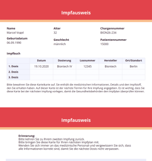 Impfausweis PDF-Vorlage