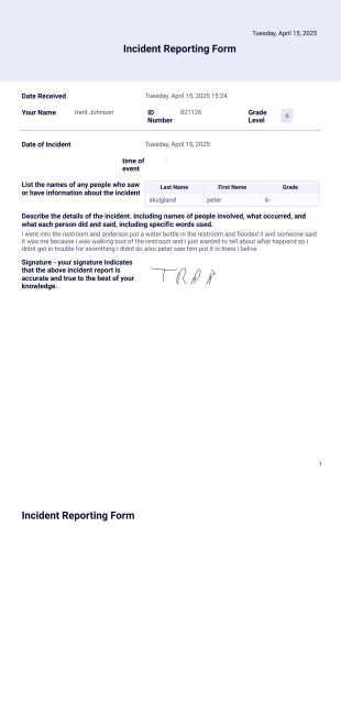 Incident Reporting Form PDF Template