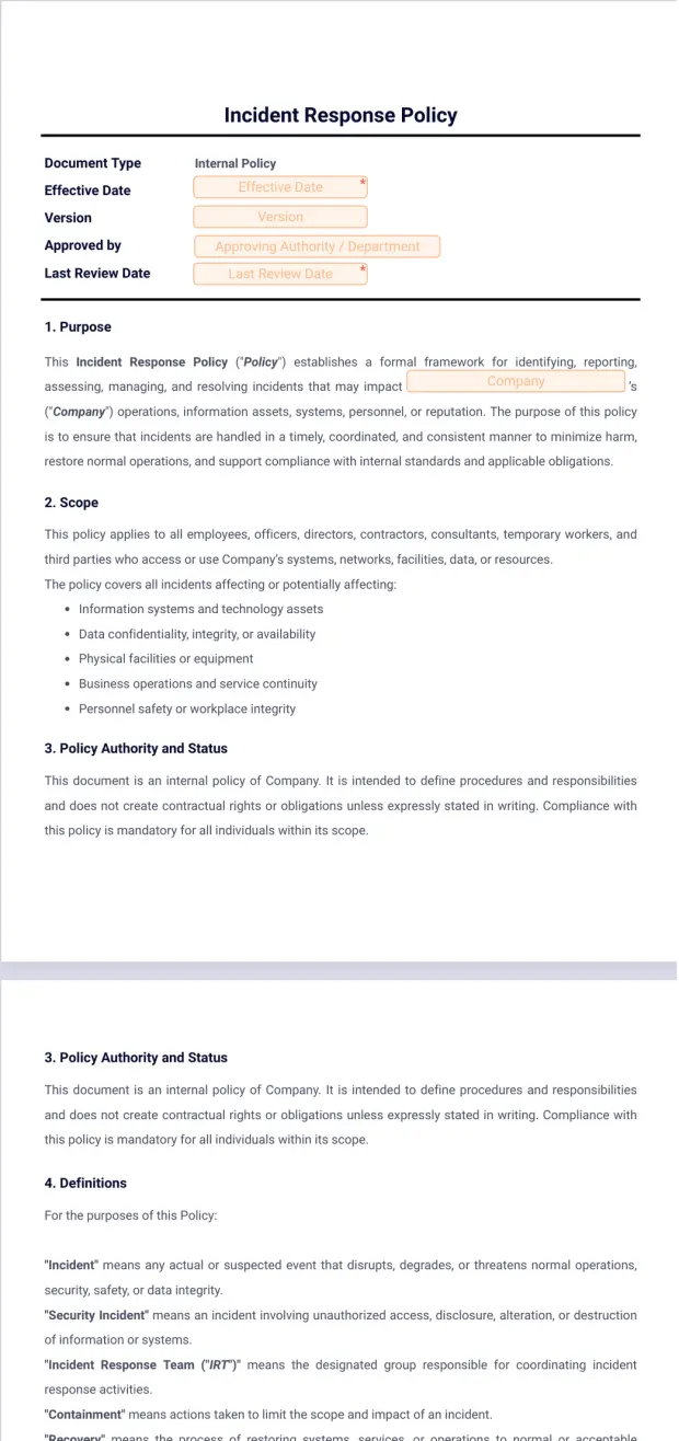 Incident Response Policy Template