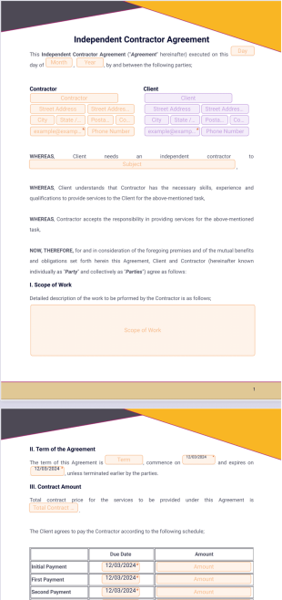 Independent Contractor Agreement PDF Template