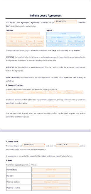Indiana Lease Agreement Template - PDF Templates