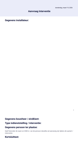 Indienst - ingekort PDF Sjabloon