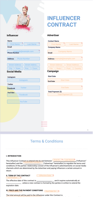 Influencer Contract Template - Sign Templates