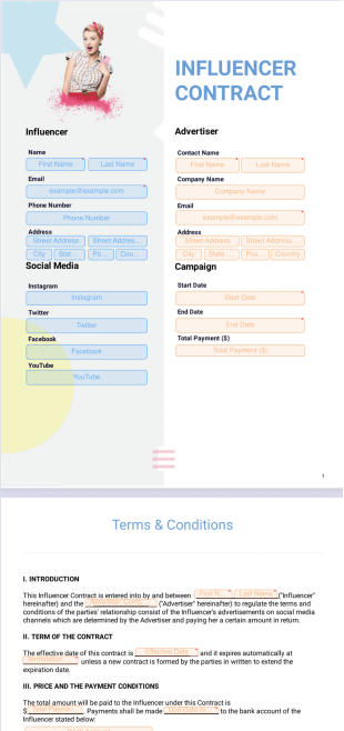 Influencer Contract Template - PDF Templates