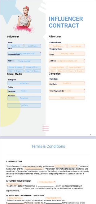 Influencer Contract Template - PDF Templates