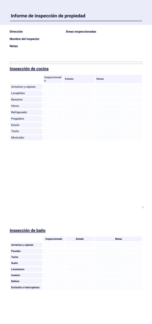 Informe de inspección de propiedad Plantilla PDF