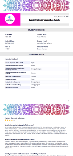 Instructor Evaluation Template - PDF Templates