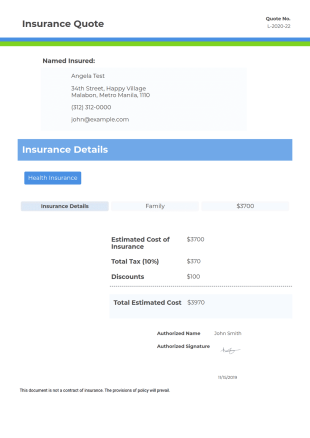Insurance Quote PDF Template