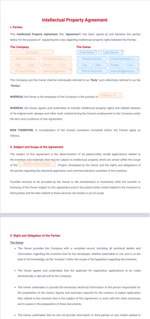 Intellectual Property Agreement Template - PDF Templates