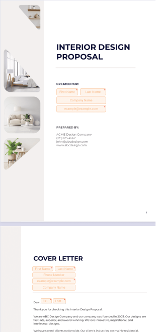 Interior Design Proposal Template - Sign Templates