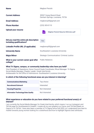 Intern Application PDF Template