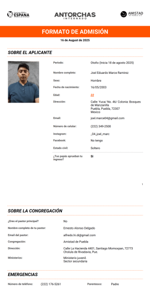 Internado Antorchas Plantilla PDF