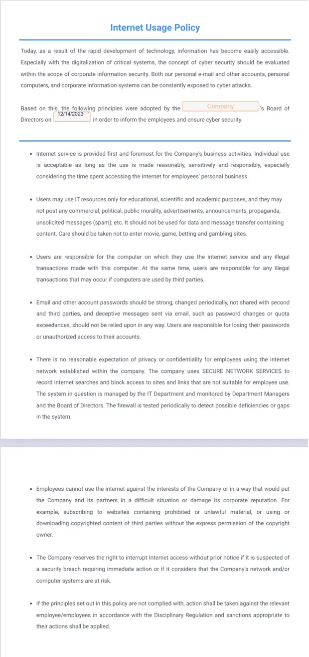 Internet Usage Policy