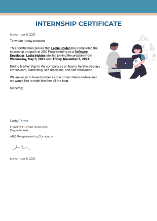 Internship Certificate - PDF Templates