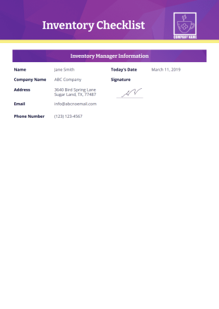 Inventory Checklist Template - PDF Templates