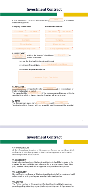 Investment Contract - PDF Templates