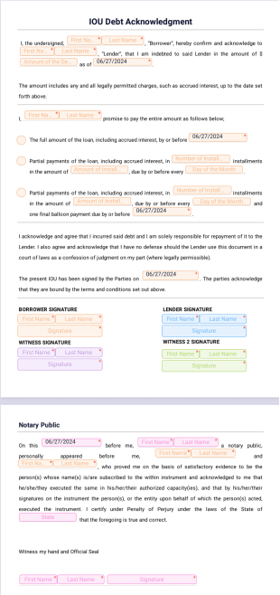 IOU Template - PDF Templates