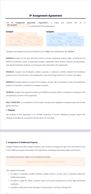 IP Assignment Agreement Template - PDF Templates