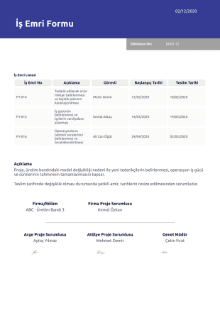 İş Emri Formu - PDF Templates