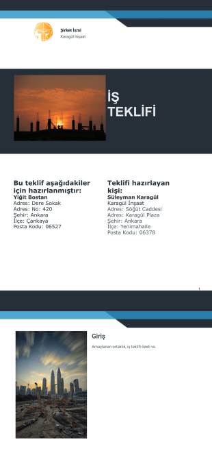 İş Teklifi Şablonu - PDF Şablonları